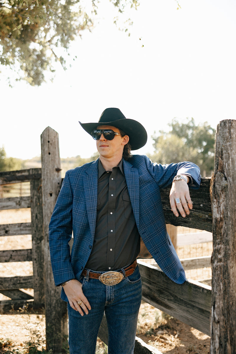 Maverick Exclusive Blue Brown Window Sport Coat 