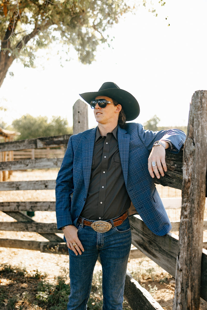 Maverick Exclusive Blue Brown Window Sport Coat 