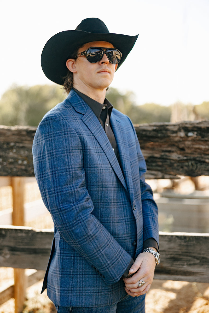 Maverick Exclusive Blue Brown Window Sport Coat 