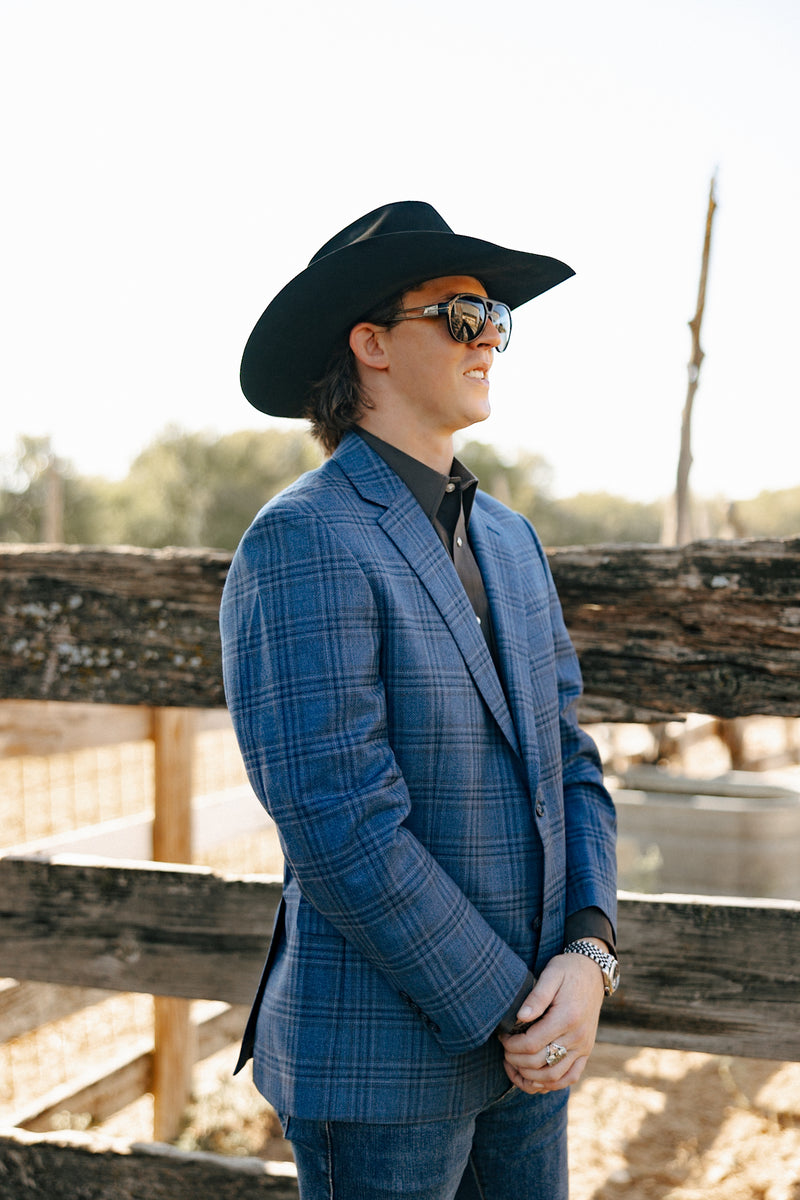 Maverick Exclusive Blue Brown Window Sport Coat 