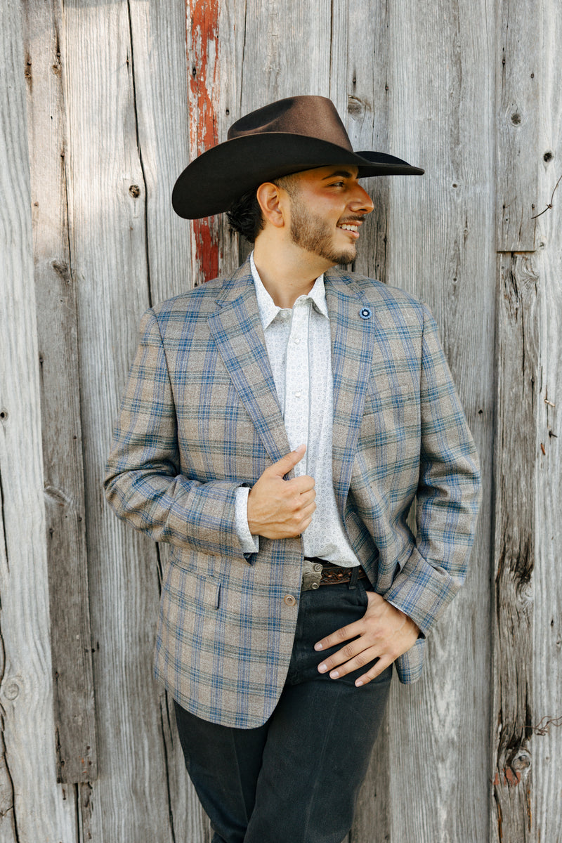 Hart Schaffner Marx Blue Brown Window Sport Coat