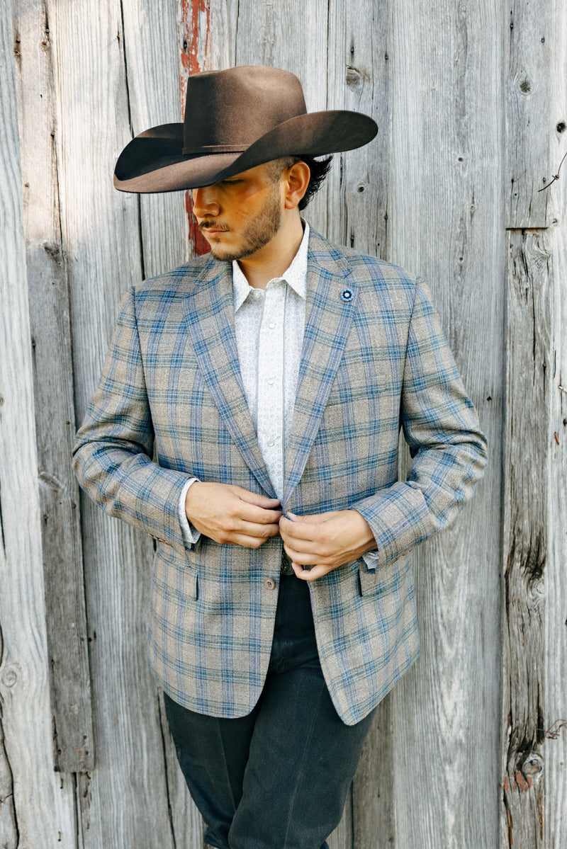 Hart Schaffner Marx Blue Brown Window Sport Coat
