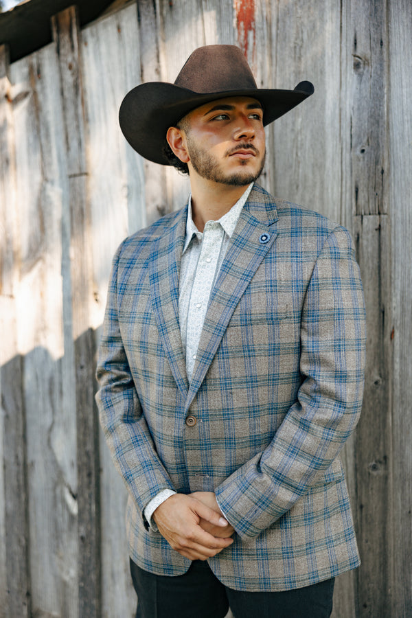 Hart Schaffner Marx Blue Brown Window Sport Coat