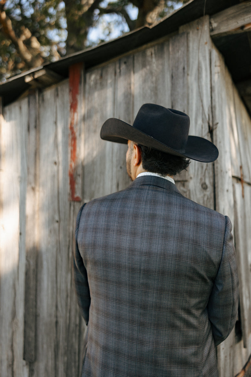 Byron Plaid Wool Grey and Rust Sport Coat