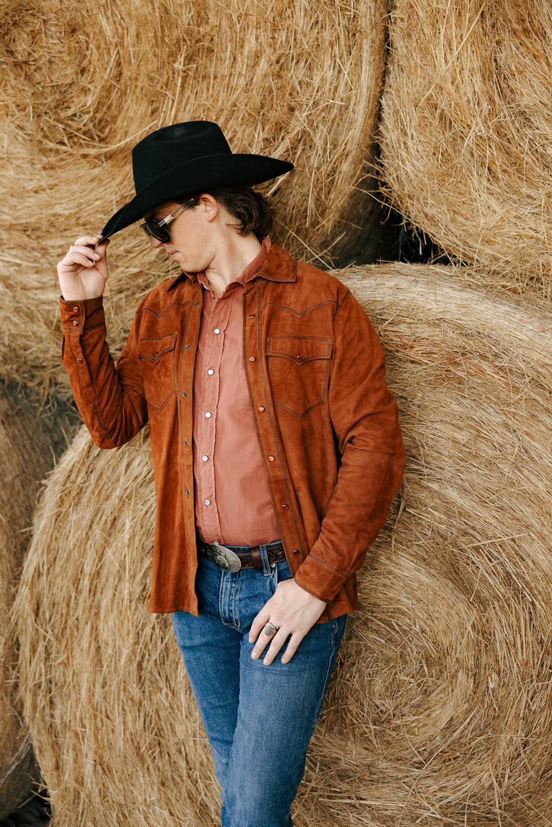 Scully Yoke Lamb Suede Shirt Jacket 