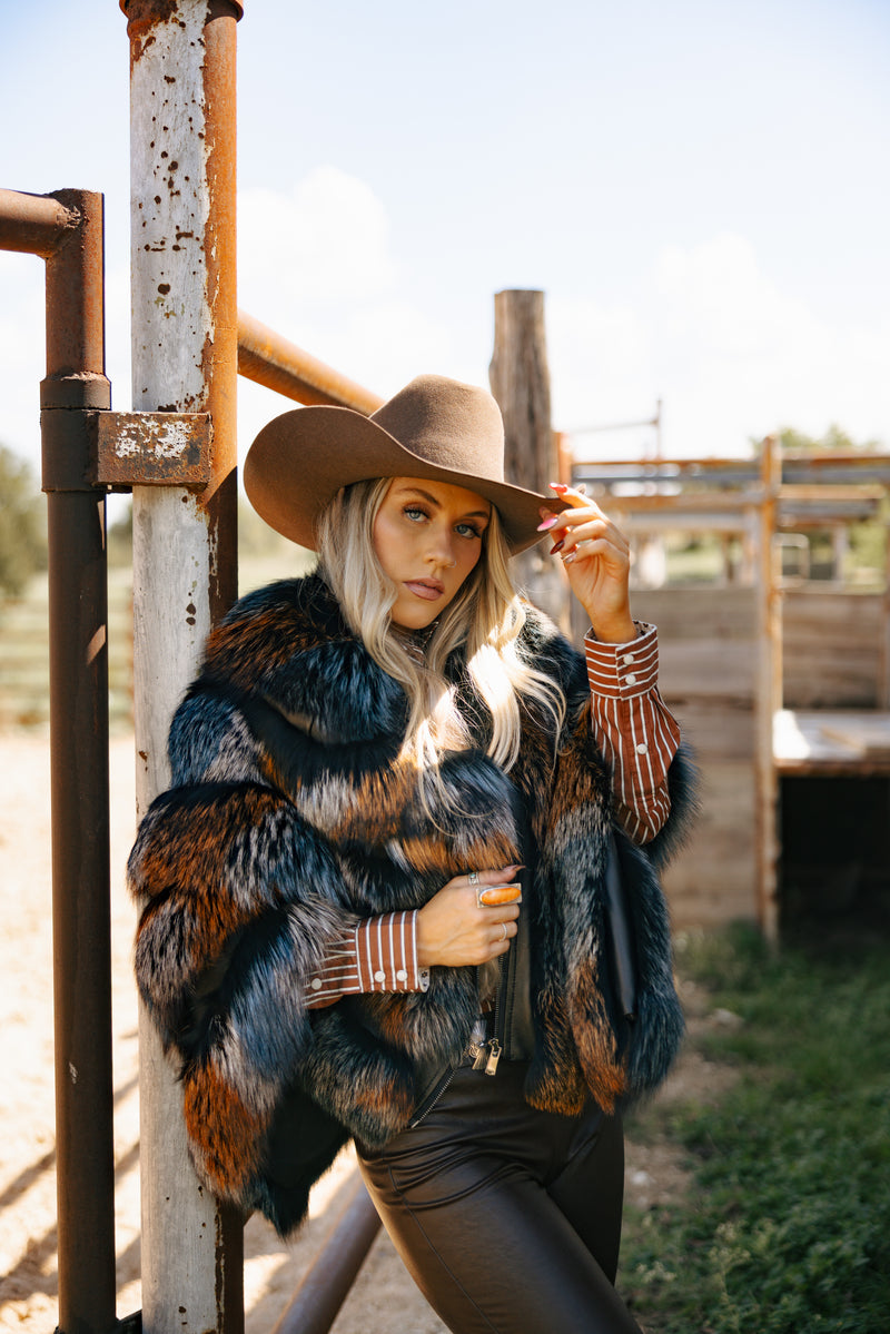 Chaarm Fox Poncho-Multi