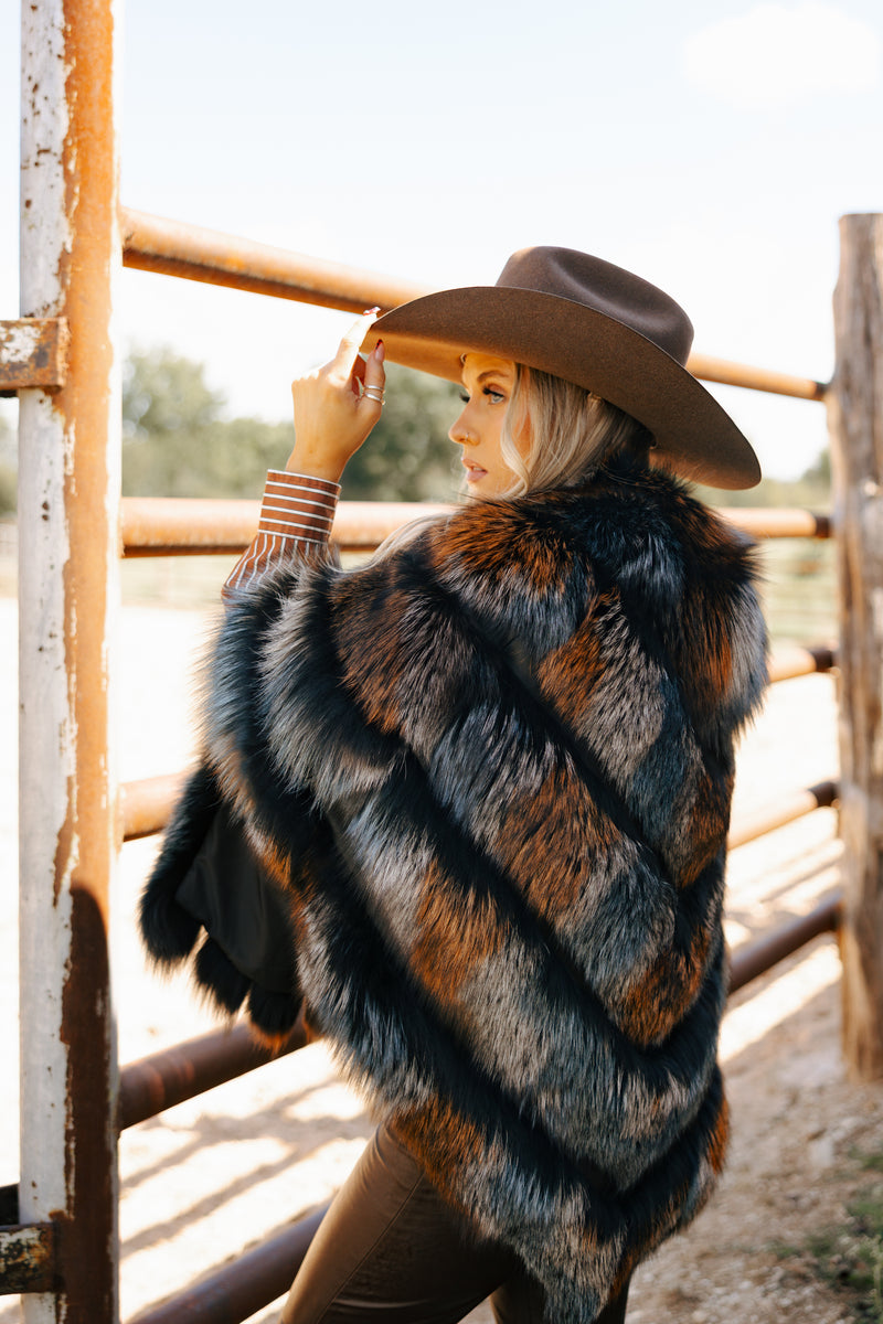 Chaarm Fox Poncho-Multi