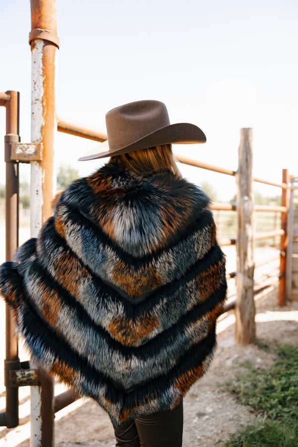 Chaarm Fox Poncho-Multi