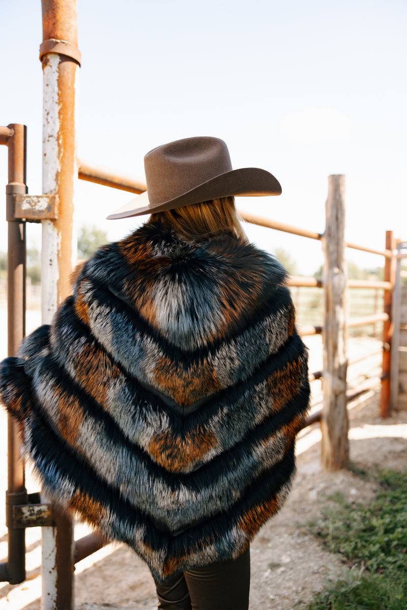 Chaarm Fox Poncho-Multi