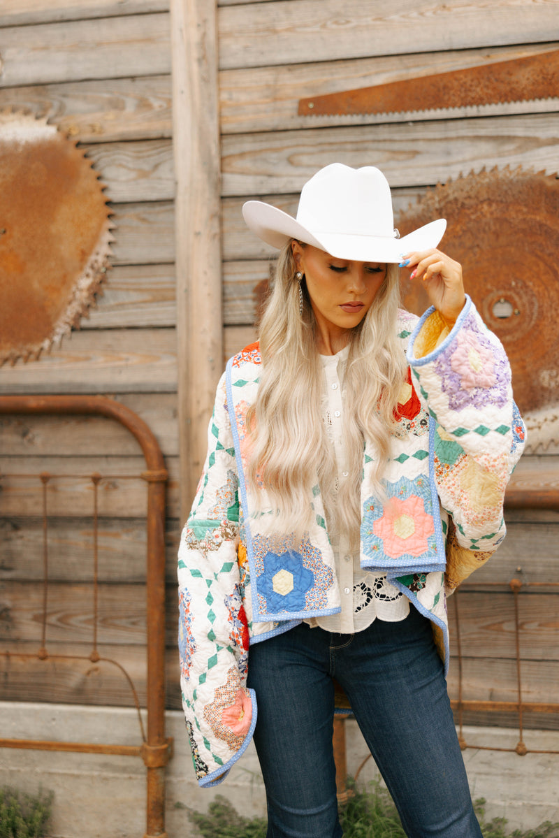 Lady Lancaster Aunt Ethel Flower Quilt Jacket 
