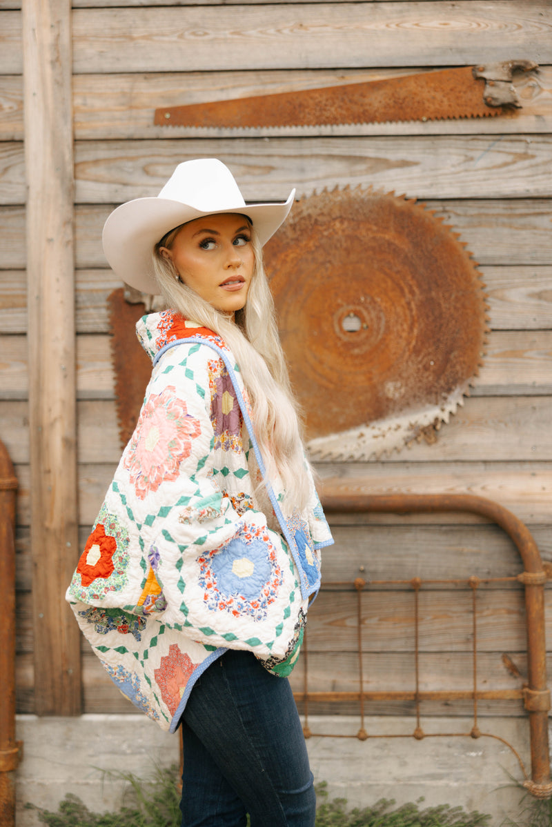 Lady Lancaster Aunt Ethel Flower Quilt Jacket 