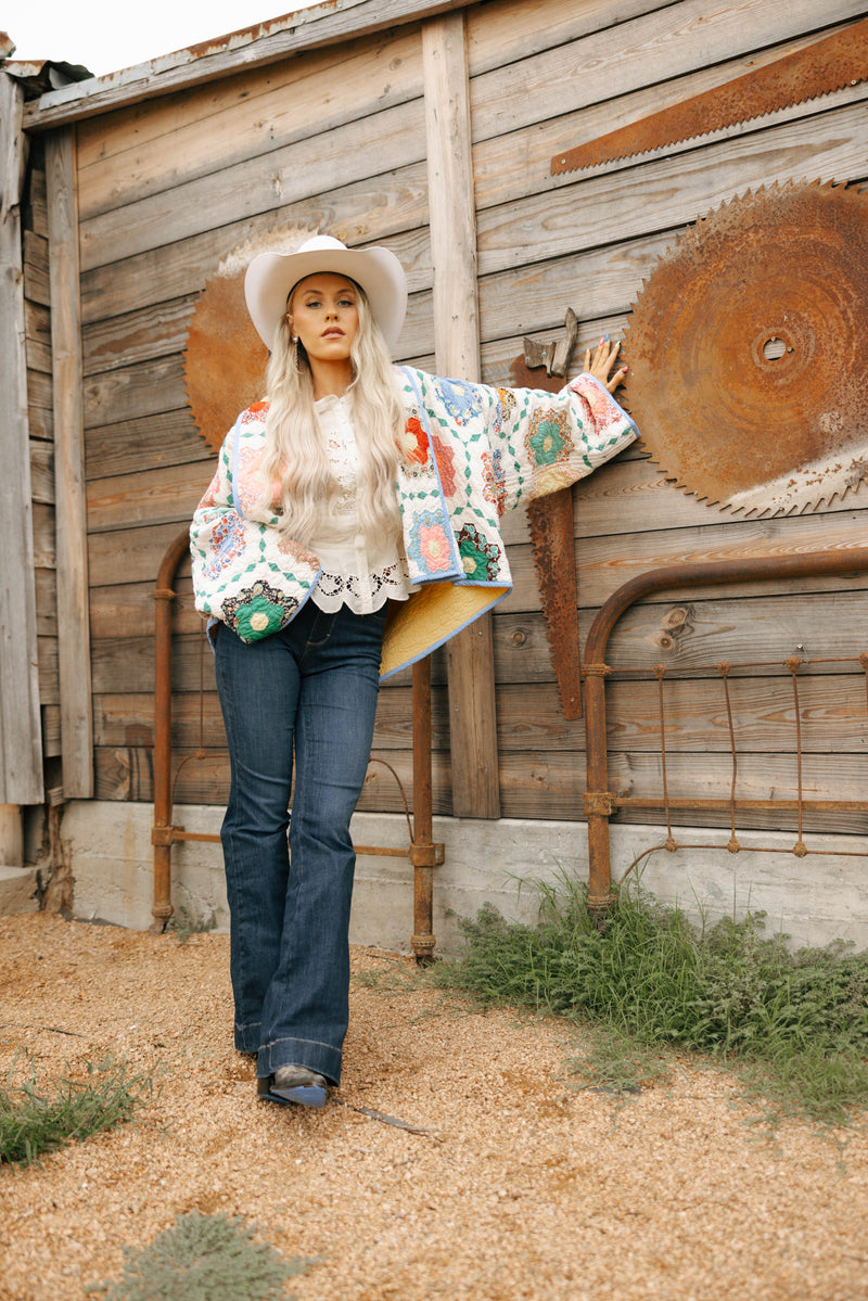 Lady Lancaster Aunt Ethel Flower Quilt Jacket 