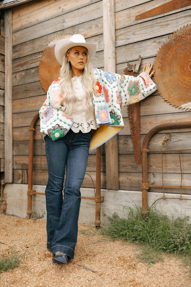 Lady Lancaster Aunt Ethel Flower Quilt Jacket 
