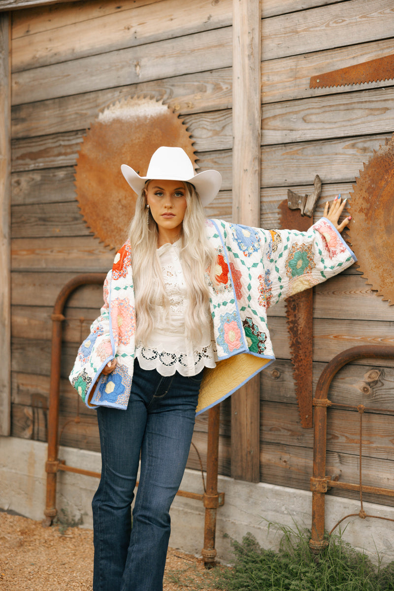 Lady Lancaster Aunt Ethel Flower Quilt Jacket 
