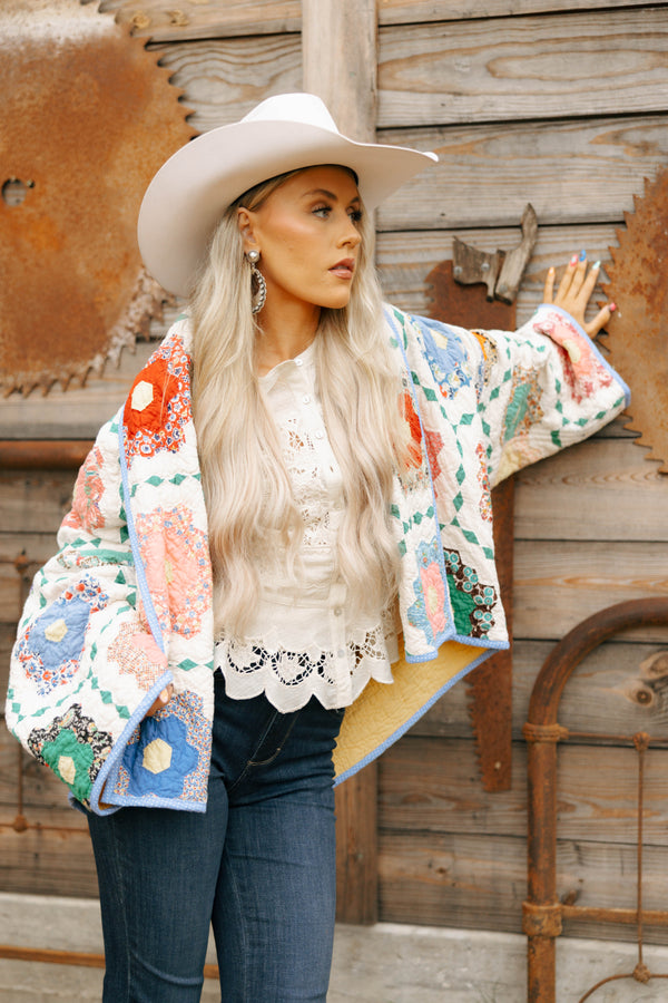 Lady Lancaster Aunt Ethel Flower Quilt Jacket 