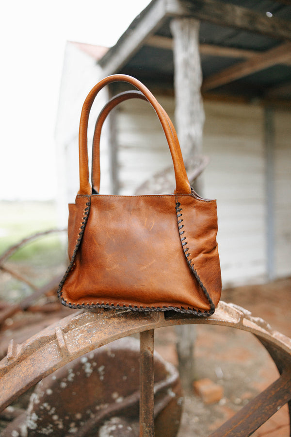Maverick Exclusive Bison Cognac Brass Handbag 
