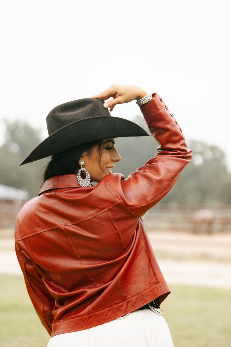 Scully Red Leather Snap Jacket 