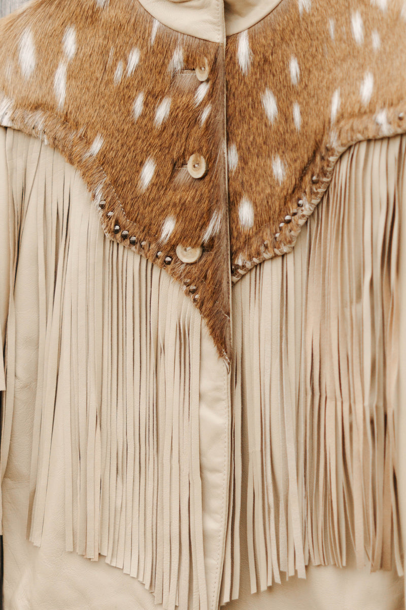 Maverick Exclusive Palamino Axis Deer With Fringe Jacket