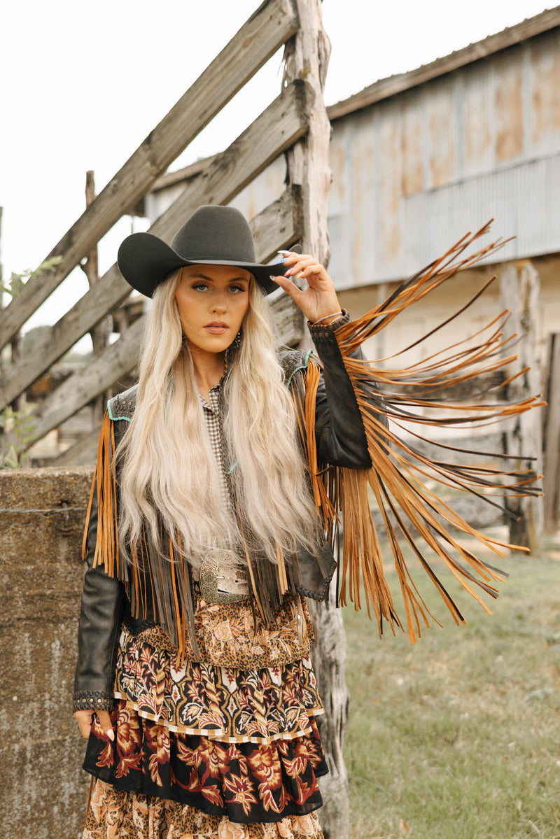 Scully Fringe Nailheads With Turquoise Trim Jacket
