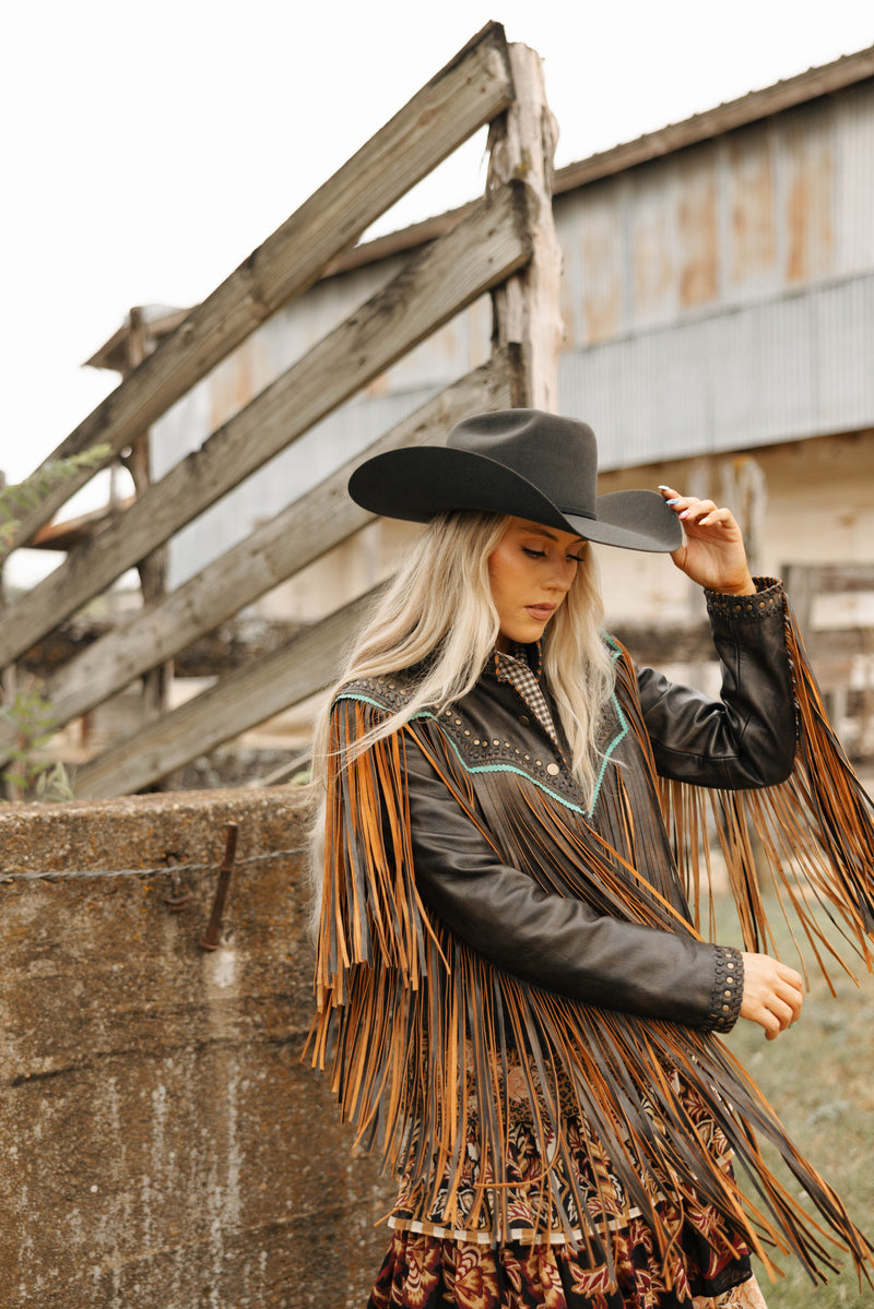 Scully Fringe Nailheads With Turquoise Trim Jacket