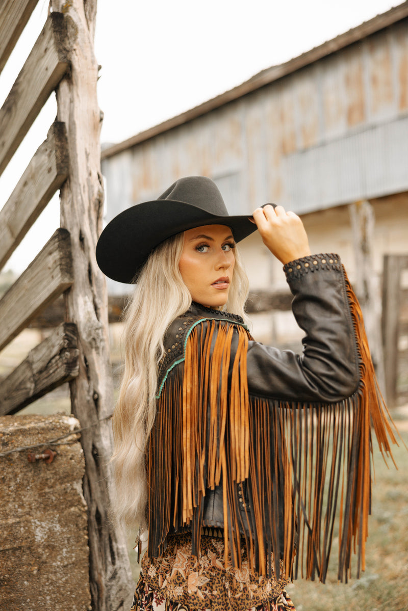 Scully Fringe Nailheads With Turquoise Trim Jacket