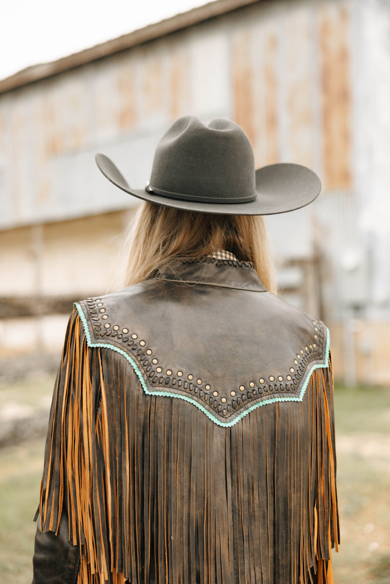 Scully Fringe Nailheads With Turquoise Trim Jacket
