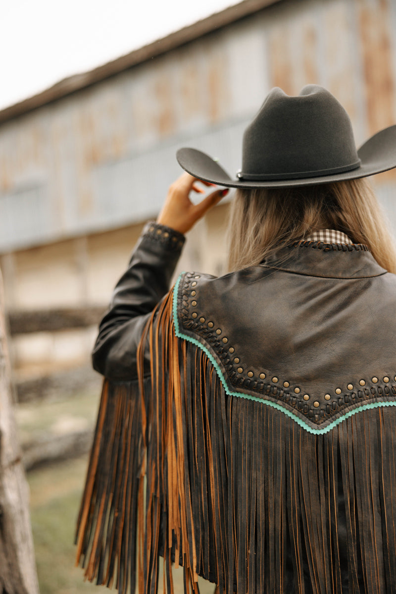 Scully Fringe Nailheads With Turquoise Trim Jacket