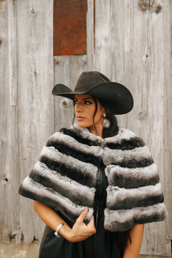 Diana Rosh Short Bolero Rex Rabbit Jacket 