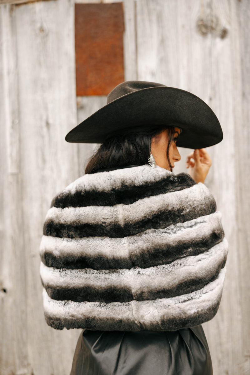 Diana Rosh Short Bolero Rex Rabbit Jacket 
