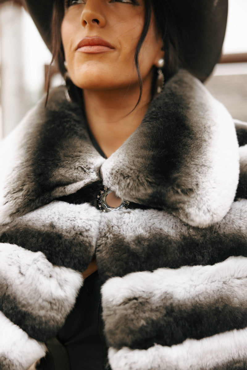 Diana Rosh Short Bolero Rex Rabbit Jacket 