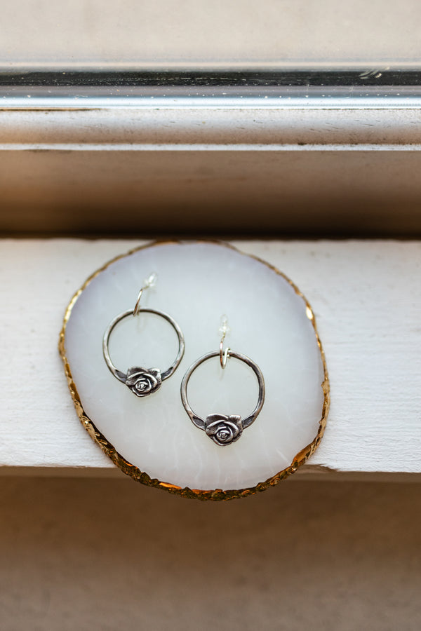 MARGARET SULLIVAN ROSE HOOP EARRING