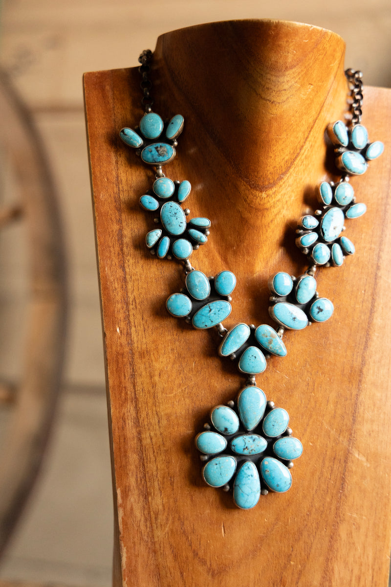 Kingman Turquoise Clusters Necklace and Earring Set