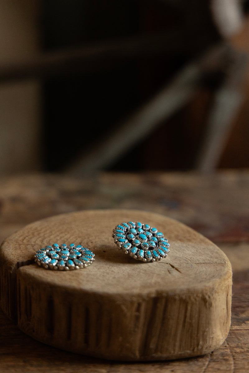 Tiny Turquoise Circle Post Earring