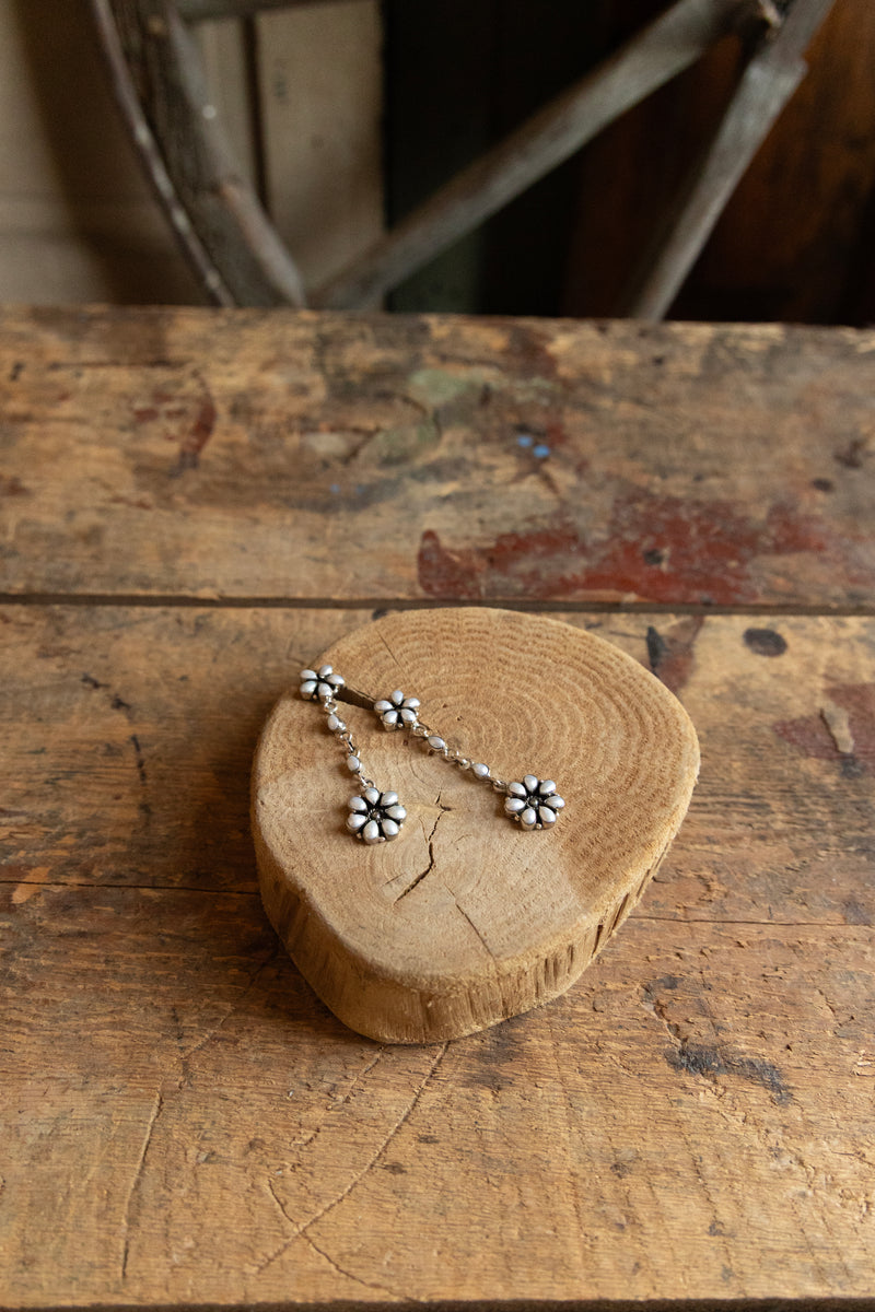 Pearl Flowers Dangle Post Earring