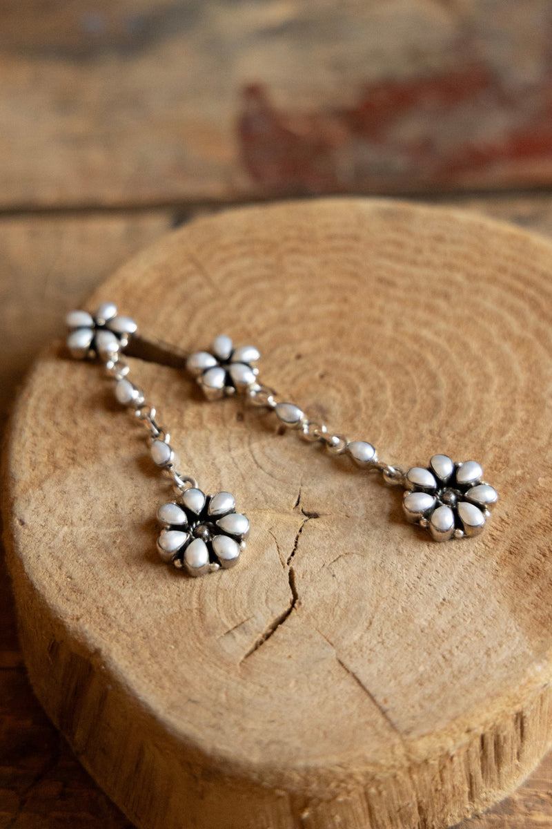 Pearl Flowers Dangle Post Earring
