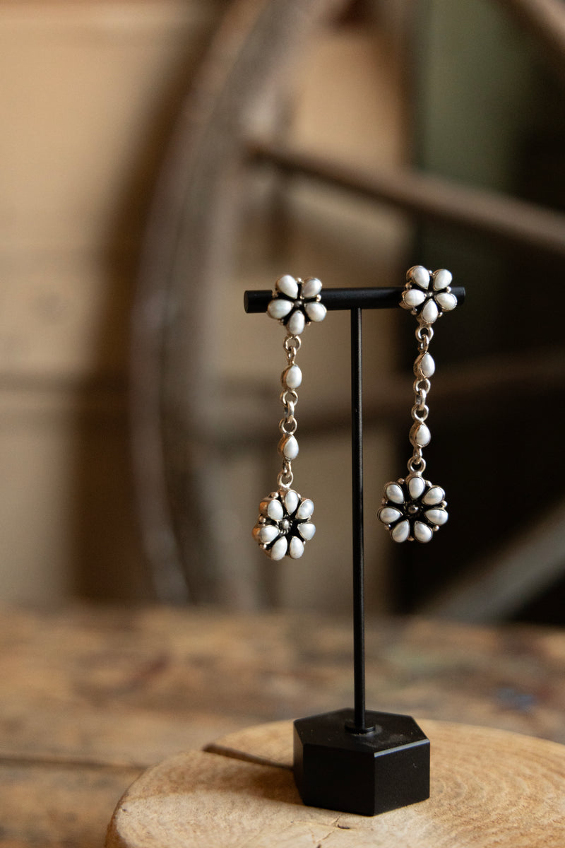 Pearl Flowers Dangle Post Earring