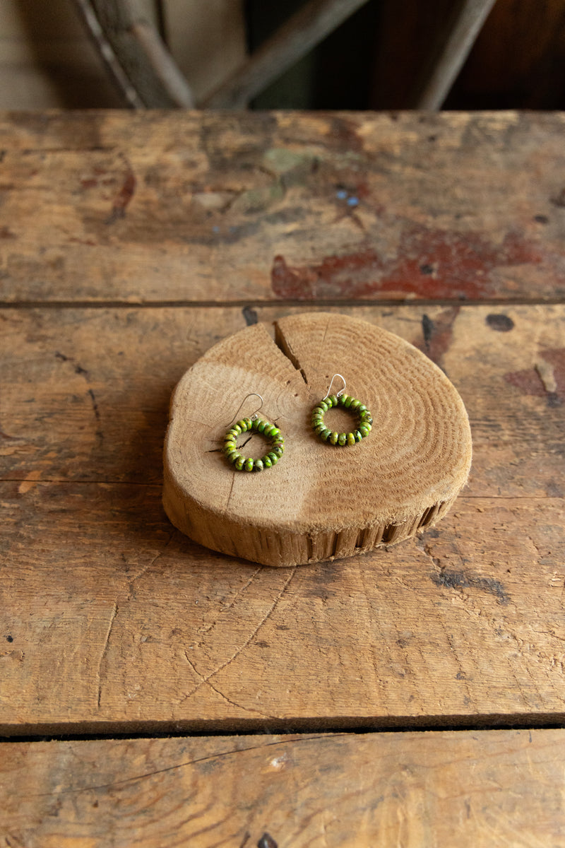 Green Turquoise Beads Circle Hoop Earring