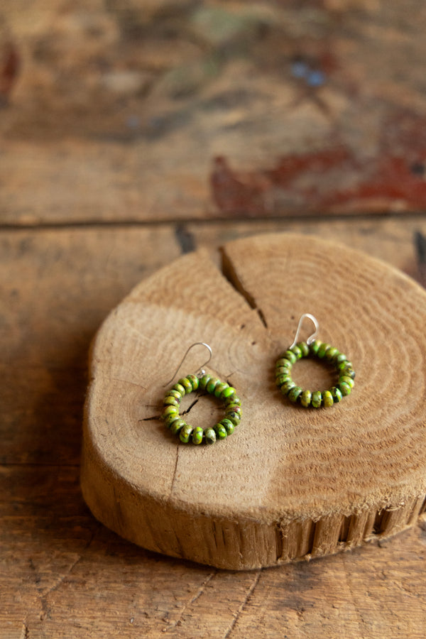 Green Turquoise Beads Circle Hoop Earring