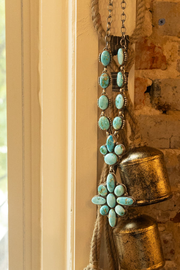 LARGE TURQUOISE STAR CROSS NECKLACE