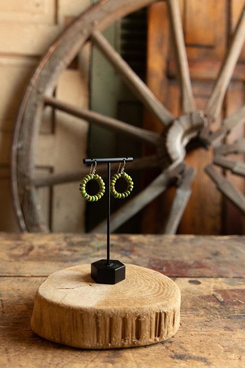 Green Turquoise Beads Circle Hoop Earring