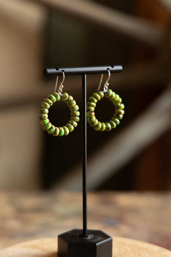 Green Turquoise Beads Circle Hoop Earring
