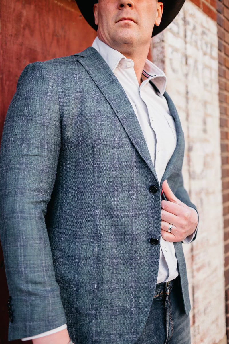 Byron Blue and Aqua Plaid Sport Coat