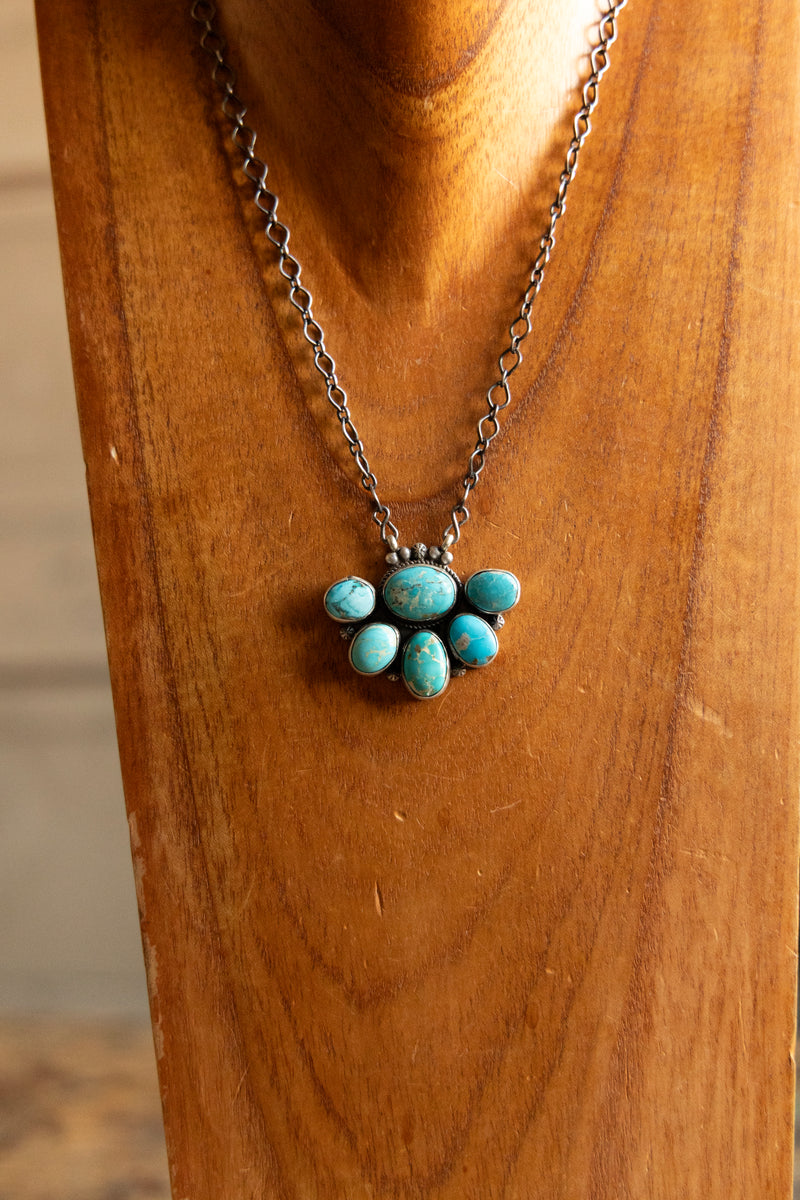 6 Turquoise Stone Cluster Necklace