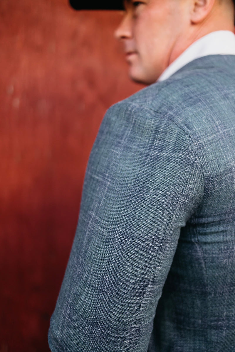 Byron Blue and Aqua Plaid Sport Coat