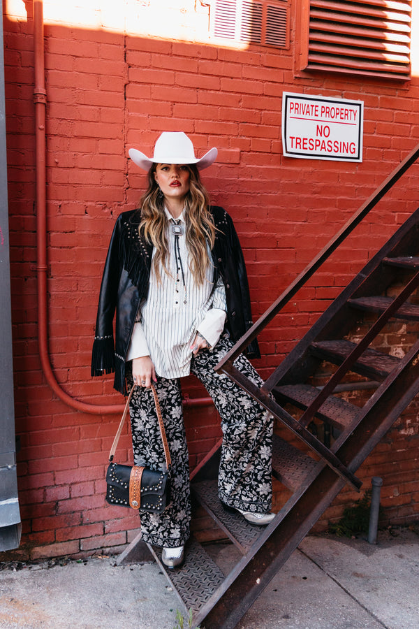 American Darling Leather With Fringe & Studs Jacket