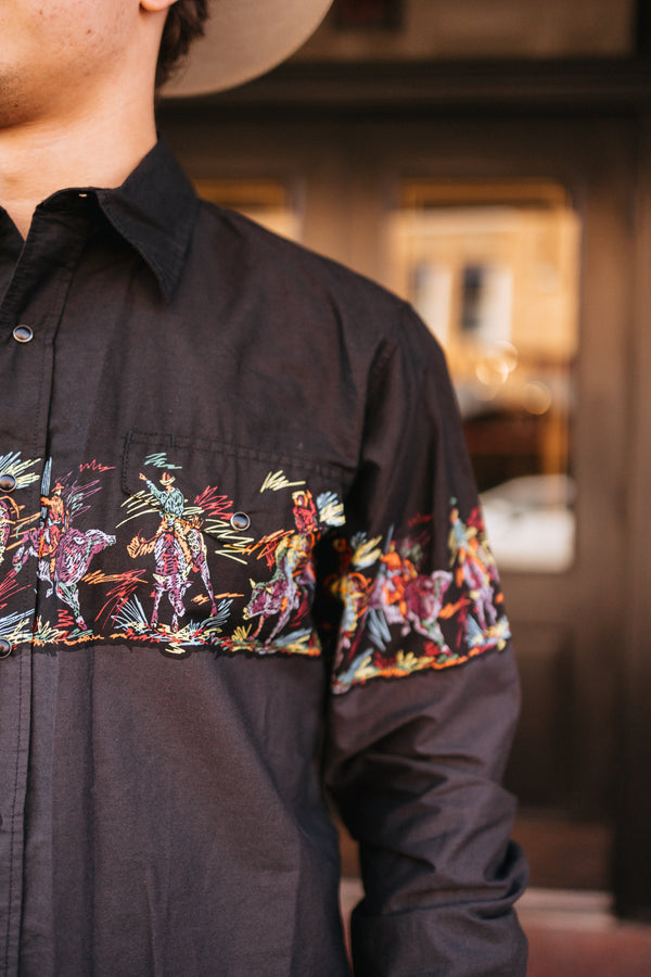 Roper Bullrider Border Long Sleeve Snap Shirt