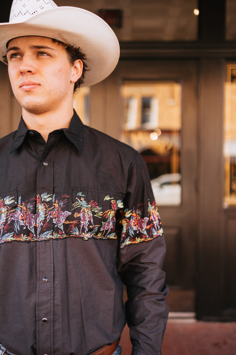 Roper Bullrider Border Long Sleeve Snap Shirt