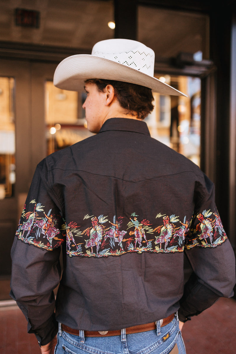 Roper Bullrider Border Long Sleeve Snap Shirt