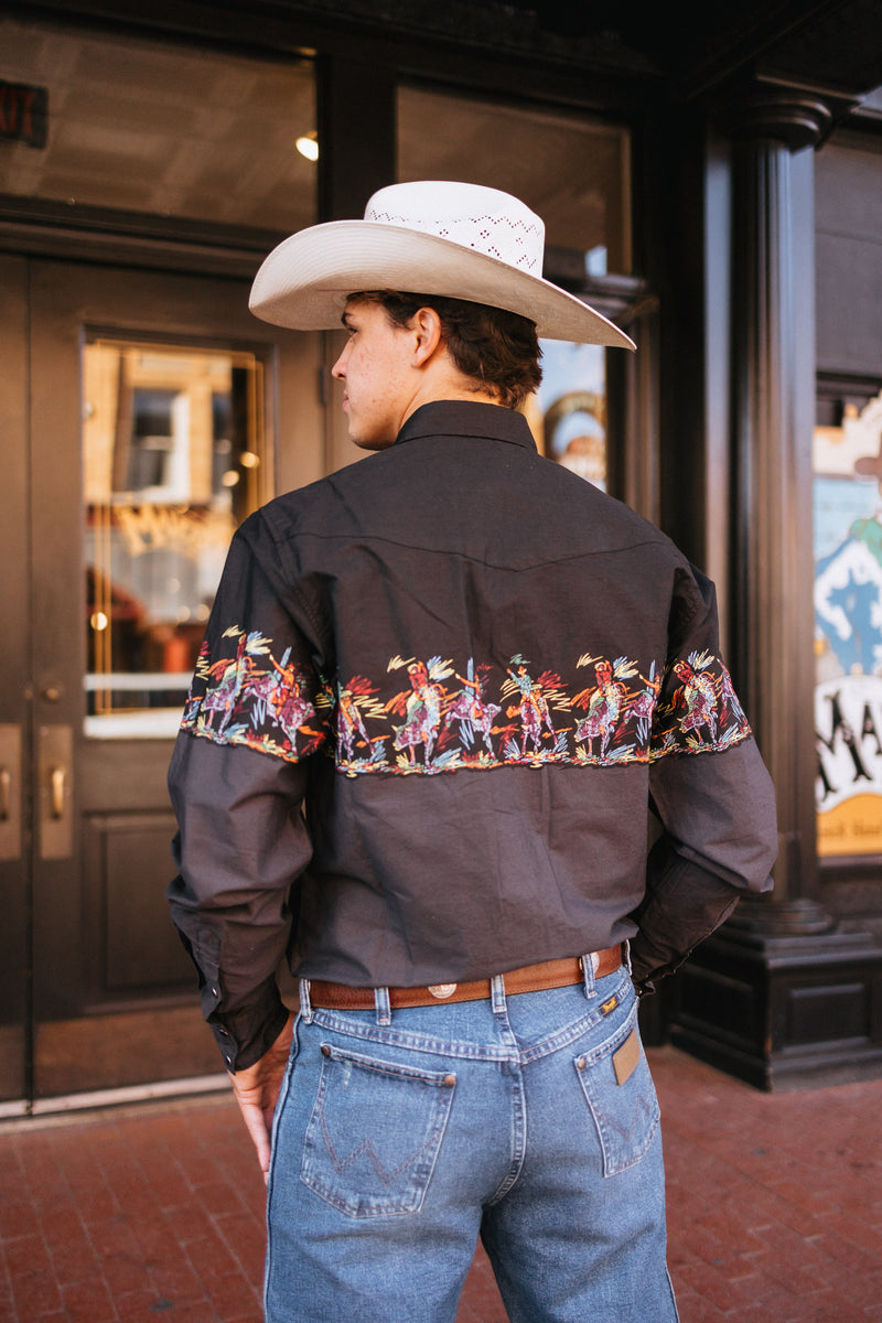 Roper Bullrider Border Long Sleeve Snap Shirt