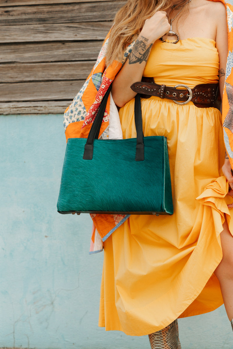 Maverick Exclusive Hair On Hide Emerald Green Handbag